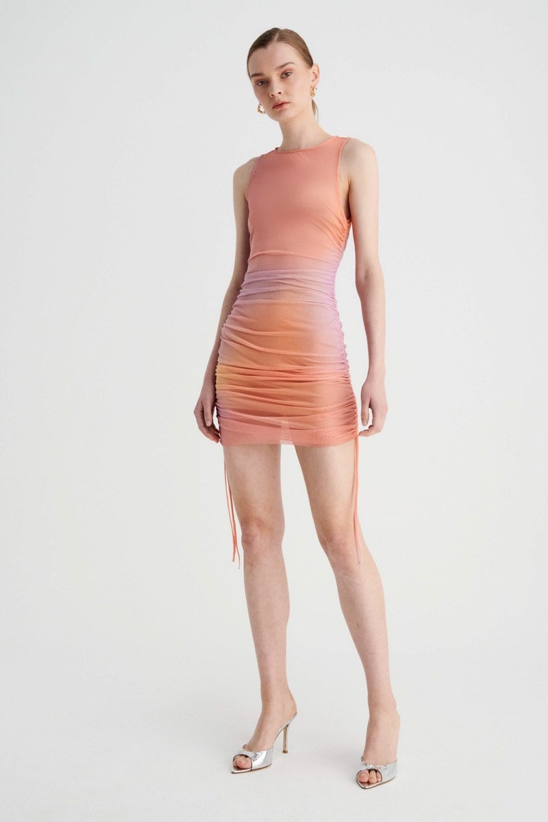 SUBOO VENUS ROUCHED MINI DRESS - OMBRE photo 2