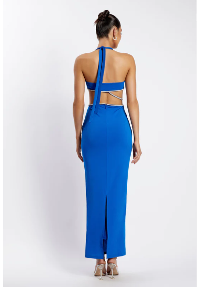 MESHKI NICHA Diamante Cut Out Midi Dress – Cobalt Blue XS photo 2