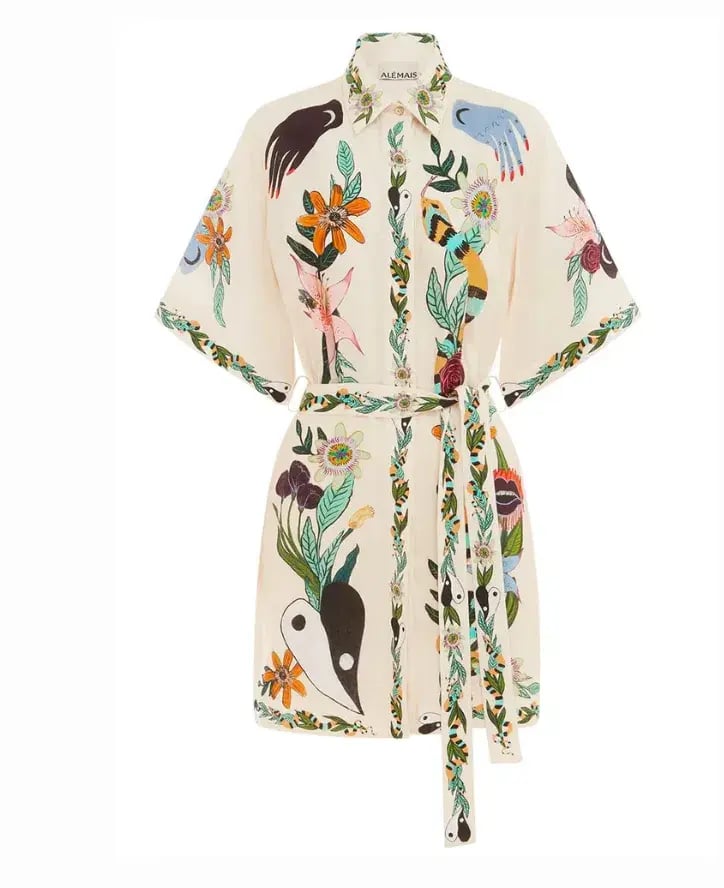 Alemais Meagan Linen Mini Dress Print Size 14 photo 4