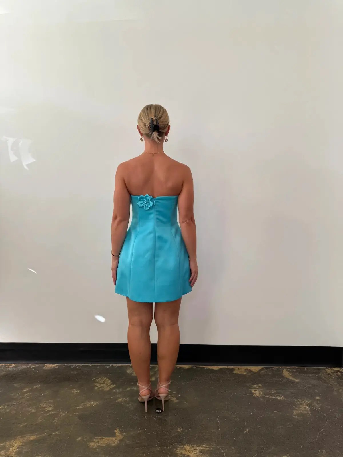 Leo Lin Rosario Petal Bustier Mini Dress Aqua Size AU 10 photo 5
