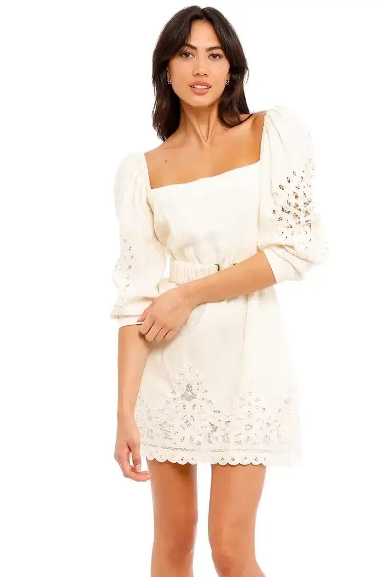 Alemais Gloria Battenberg Mini Dress Lemon Cream Yellow Size 12 photo 4