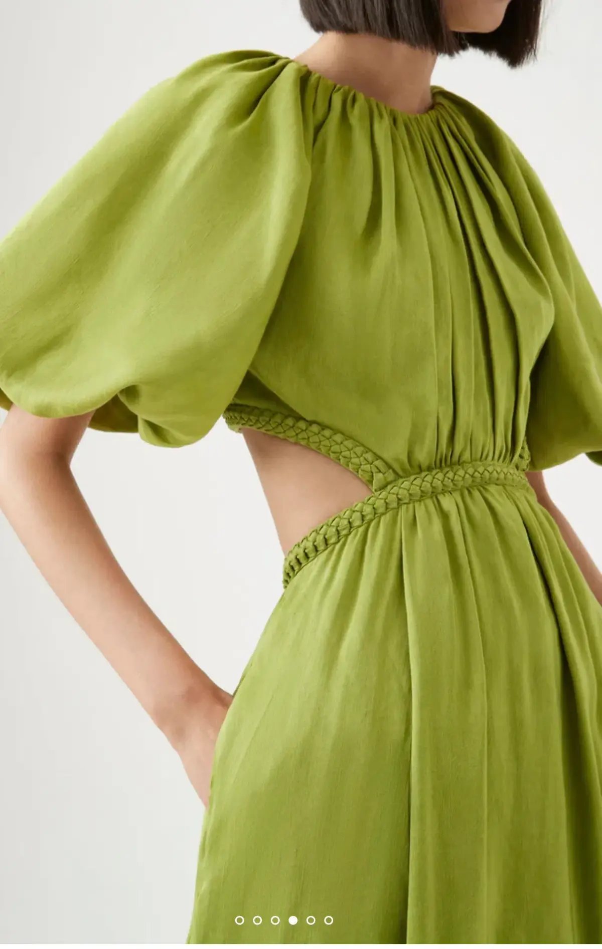 Aje Capucine Puff Sleeve Midi Dress Green Size 10 photo 2