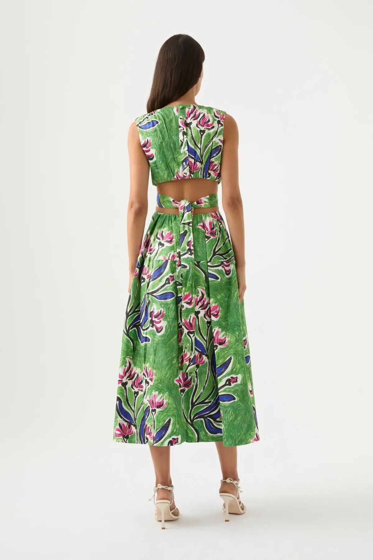 Aje Zorina Tie Midi Dress Native Gumnut Floral Size 8 photo 3