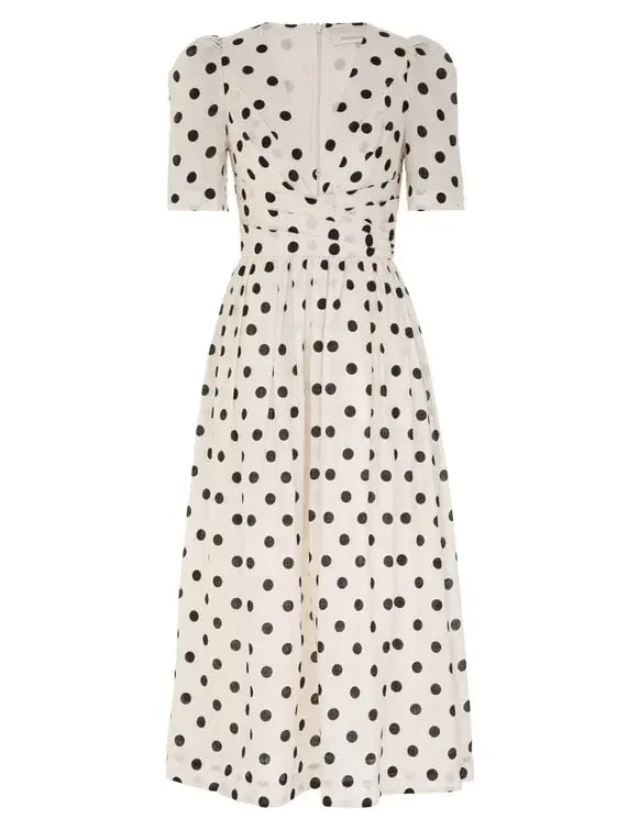 Zimmermann The V Neck Midi Dress in Cream/Black Dot Size 1 /AU 10 photo 3