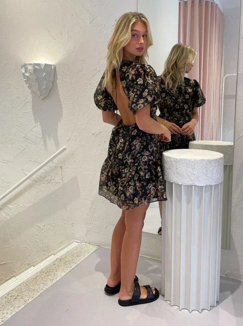 Sir The Label Amerie Open Back Mini Dress Amerie Print Size 0/AU 6 photo 3