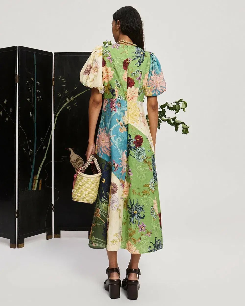 Alemais Avery Spliced Midi Dress Multi Print Size 16 photo 2