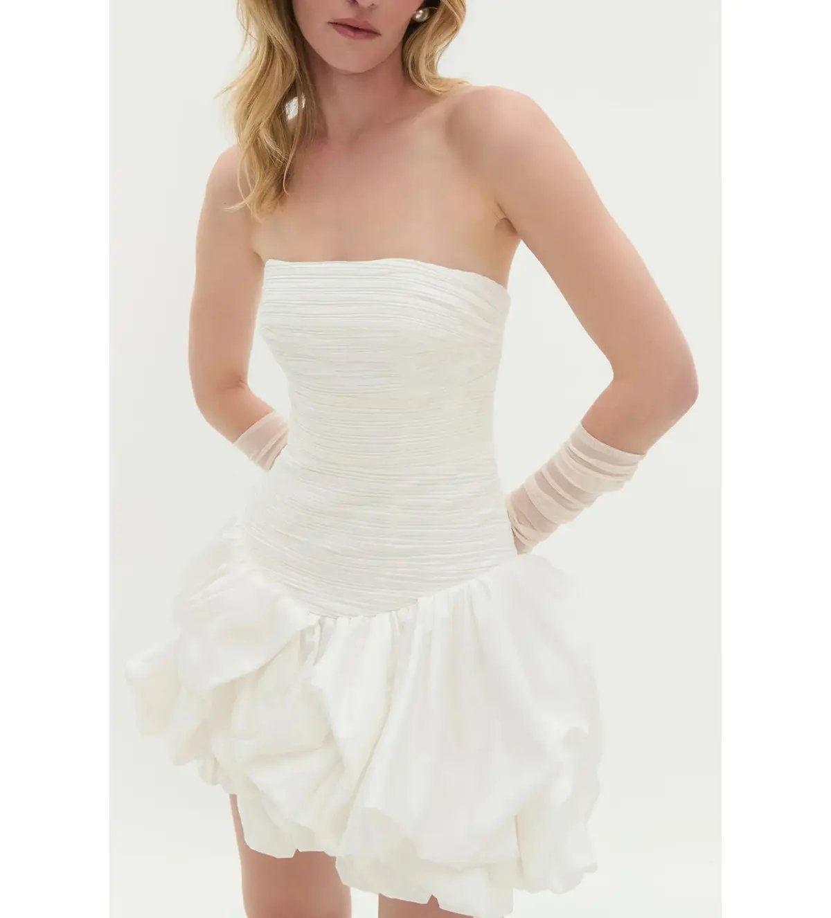 Aje Violette Bubble Hem Mini Dress Ivory Size 10 photo 3