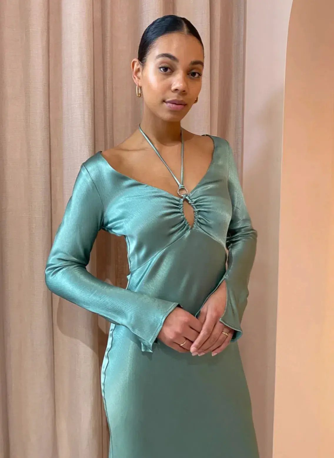 Bec & Bridge Malyka Long Sleeve Maxi Dress in Moss Green Size 8 photo 6