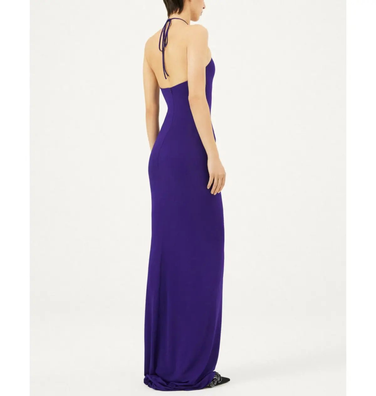 Magda Butrym Rosette Halter Jersey Maxi Dress Violet Size 34 / AU 6 photo 3