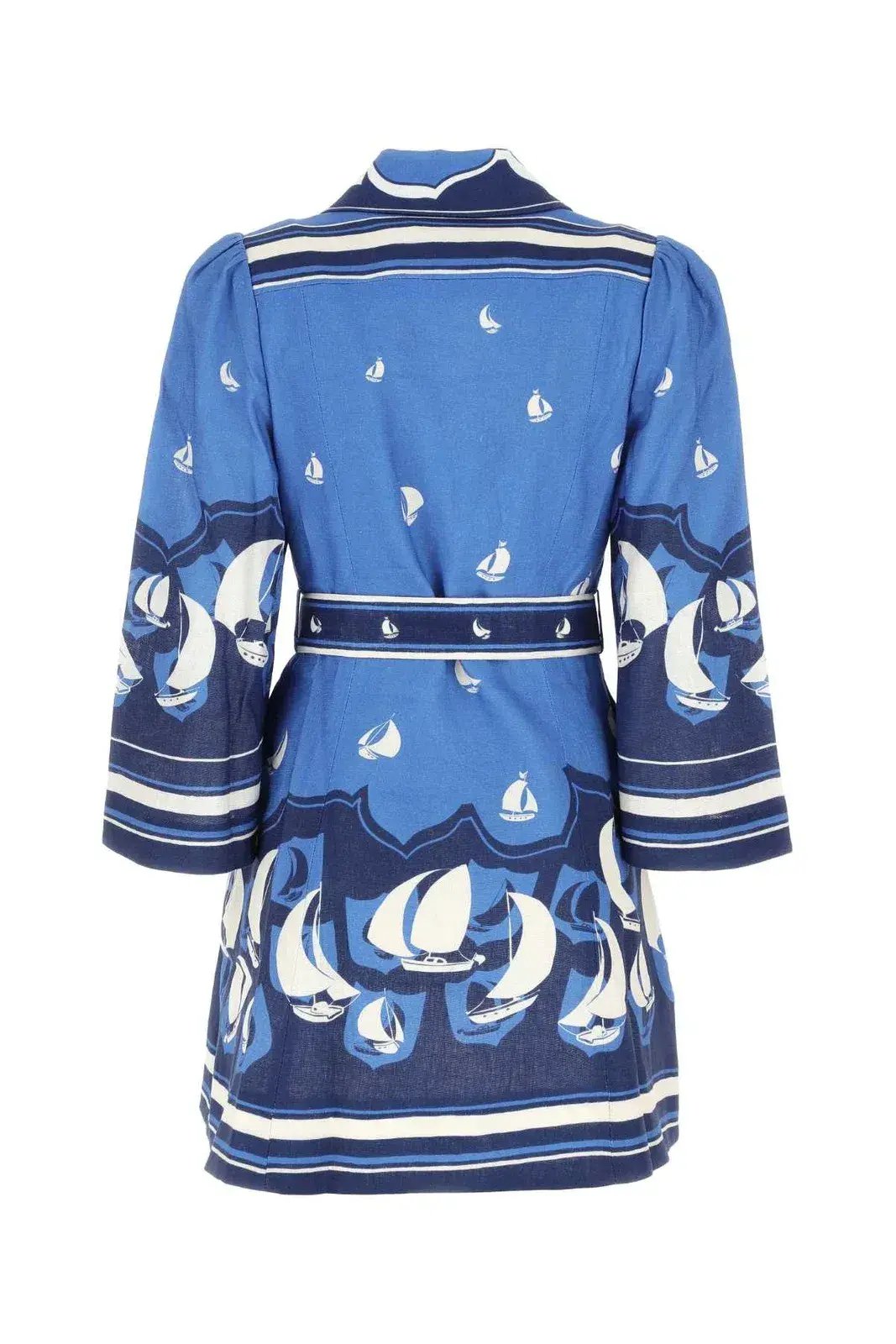 Zimmermann High Tide Mini Shirtdress Blue Sailboats Size 0/AU 8 photo 4