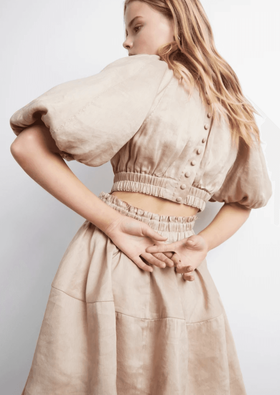 Aje Solitude Cutout Mini Dress Beige Size 10 photo 3