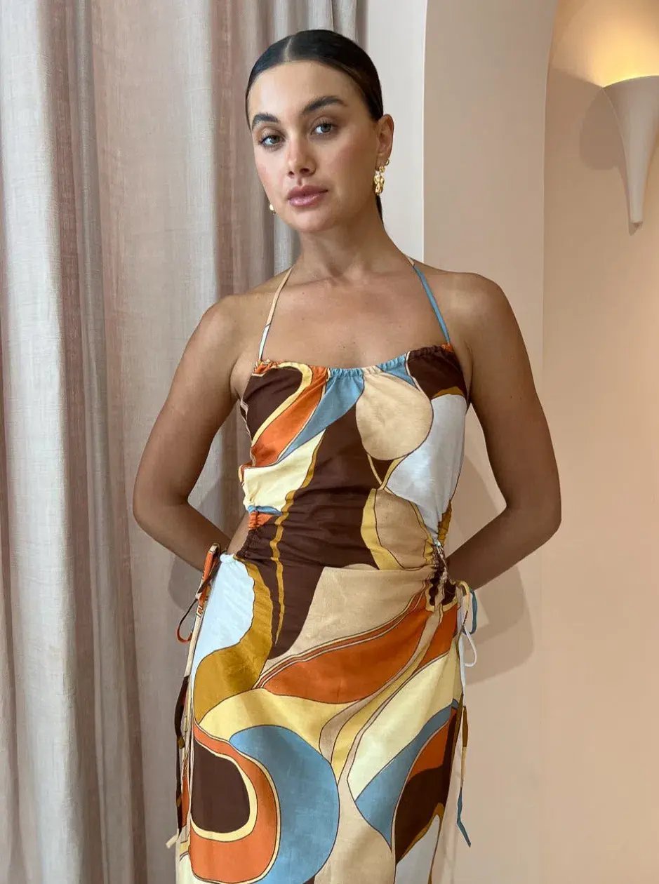 Sir the Label Vista Halter Midi Dress in Vista Print Size 12 photo 3