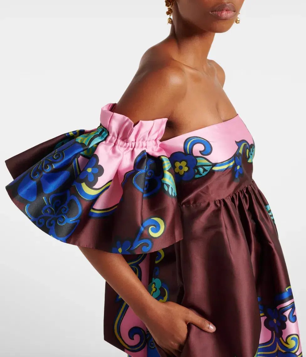 Alémais Azalea Off-shoulder Satin Midi Dress Floral Size AU 16 photo 2