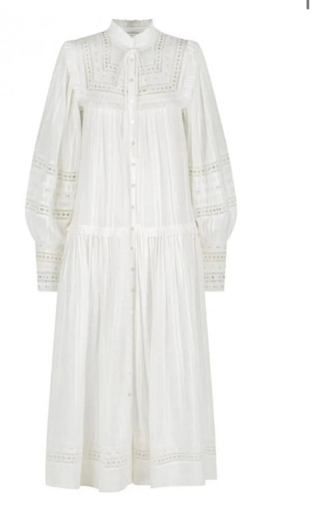 Shona Joy Lucia Balloon Sleeve Frill Midi Dress in Ivory Size 12 photo 5