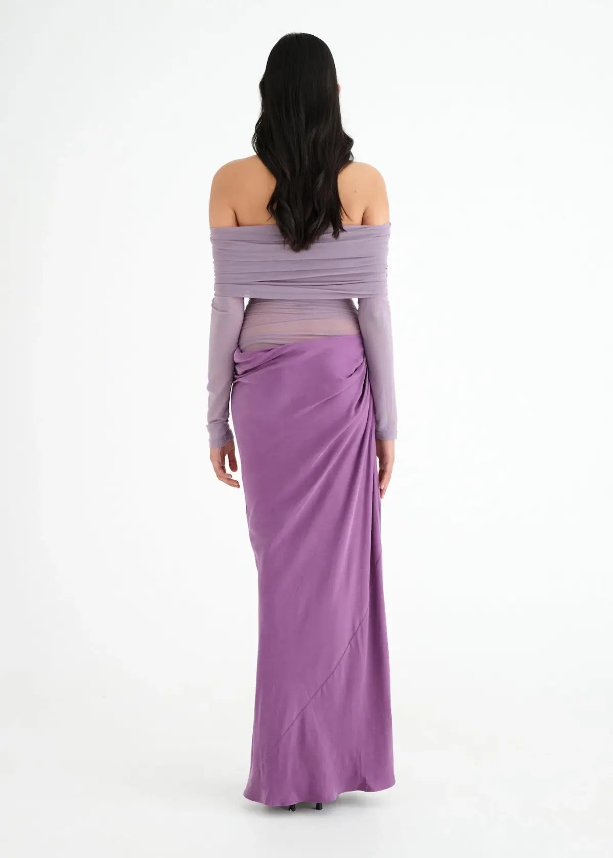 Benni Yasmin Off Shoulder Maxi Dress Vintage Orchid Purple Size 10 photo 3