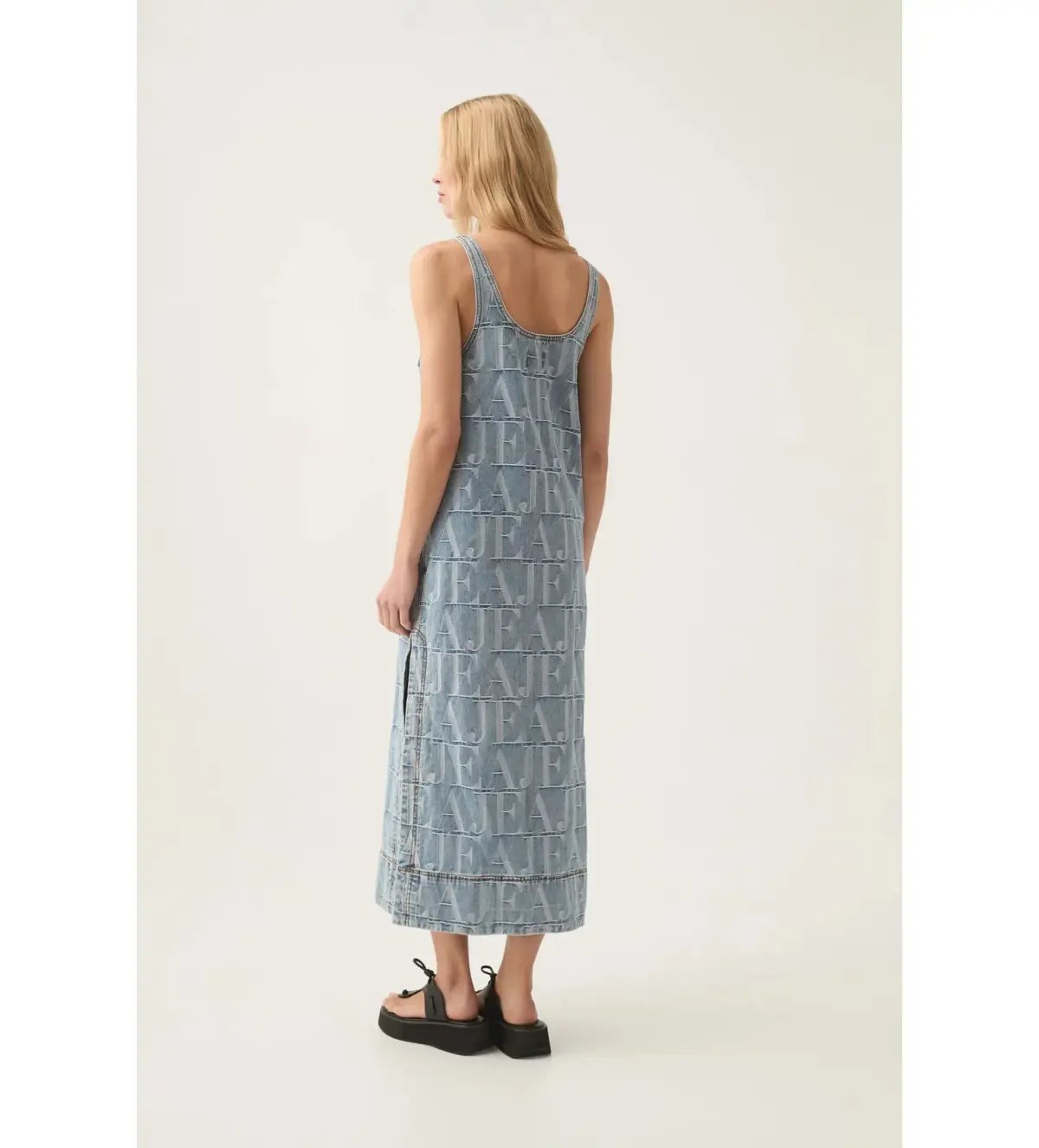 Aje Nostalgia Denim Midi Dress Coastal Logo Wash Size AU 12 photo 3
