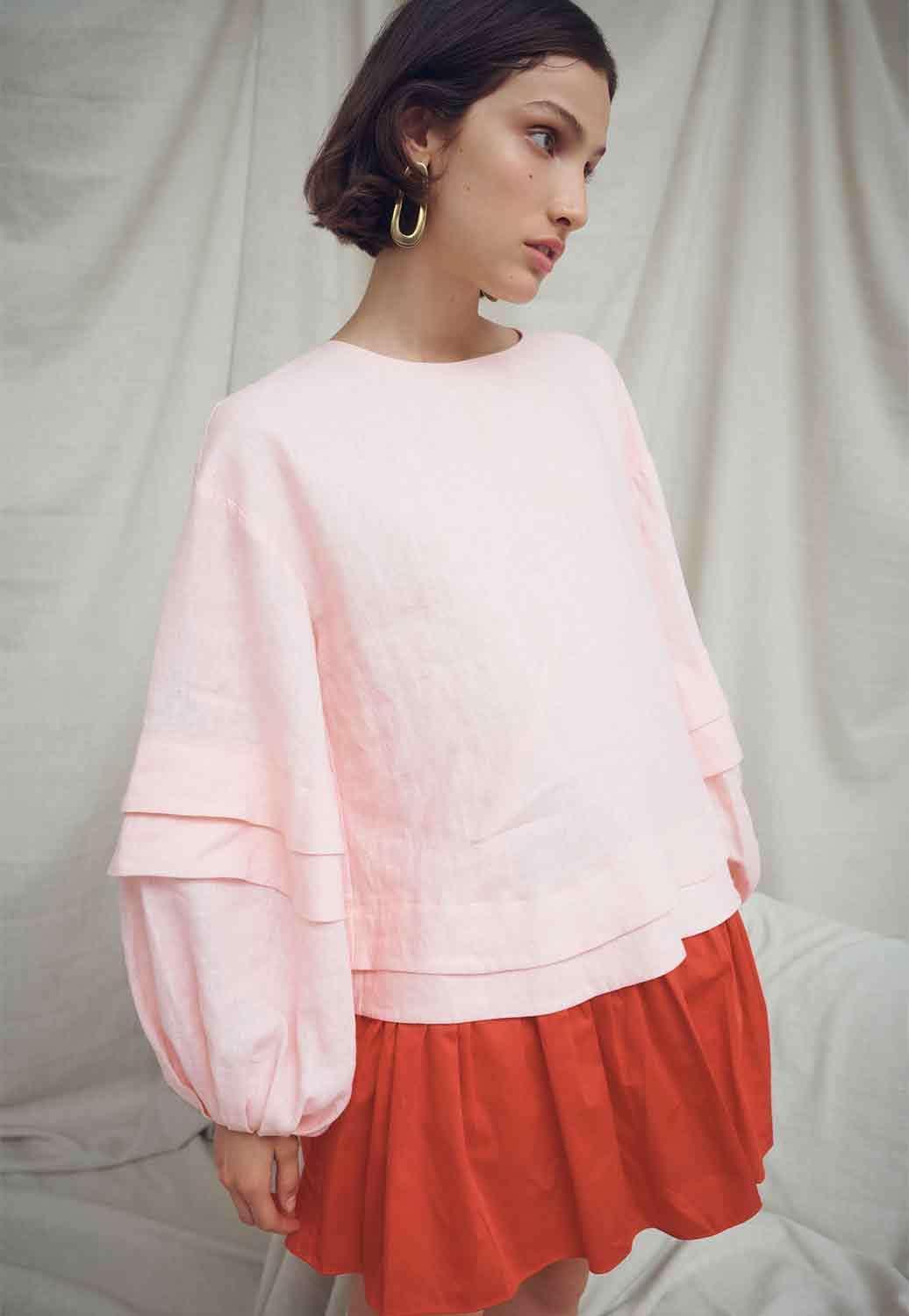 Aje Quietude Long Sleeve Mini Dress Red/Pink Size 4 photo 4