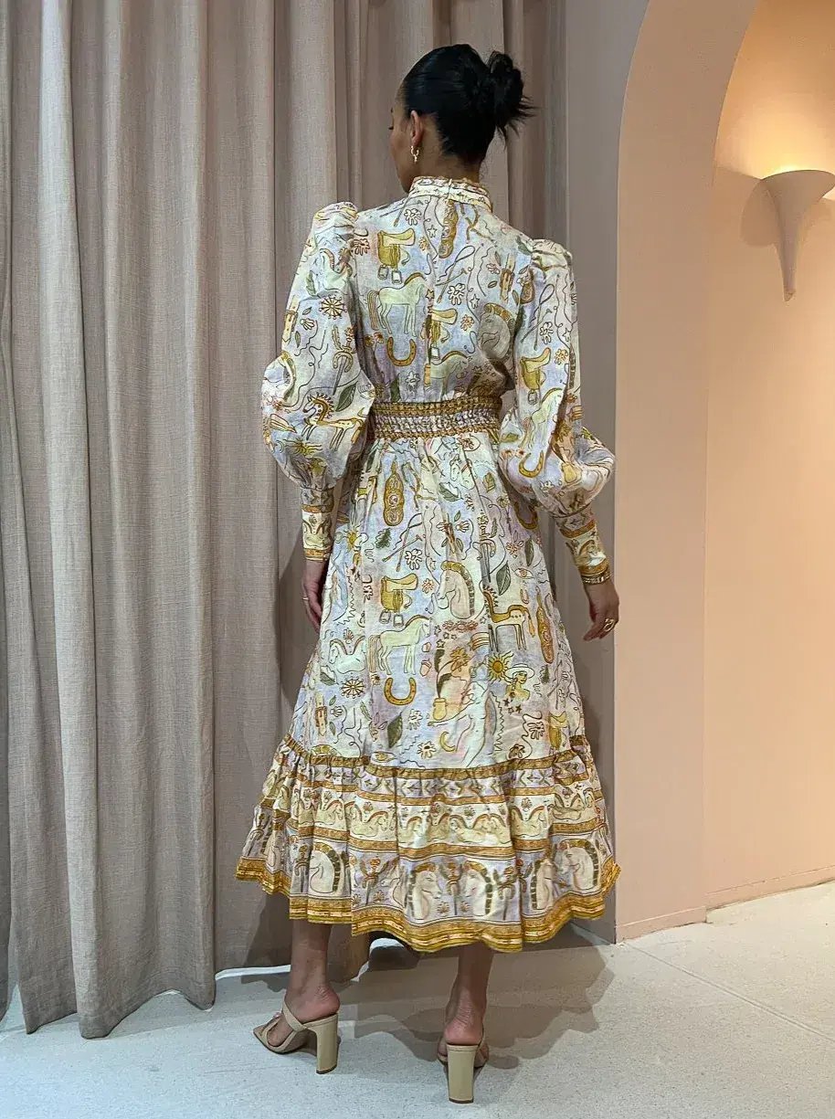 Alemais Solitaire Midi Dress Watercolour Print Size 12 photo 2