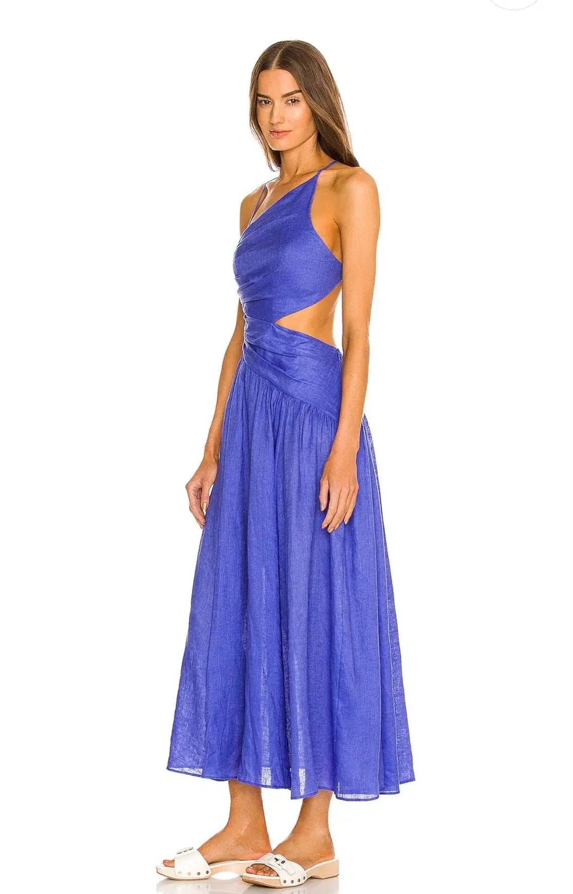 Zimmermann Tropicana Asymmetric Midi Dress Electric Blue Size 8 photo 2