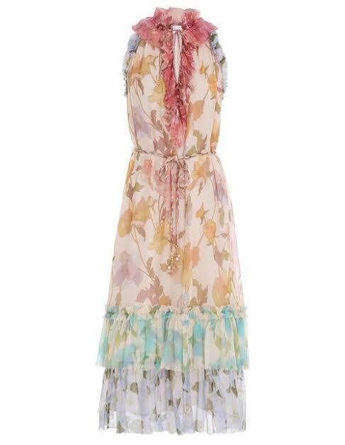 Zimmermann Tempo Frilled Midi Dress Print Size 14 photo 3