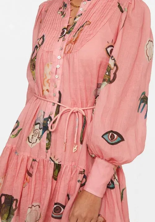 Alemais Cleo Smock Mini Dress in Pink Size 8 photo 2