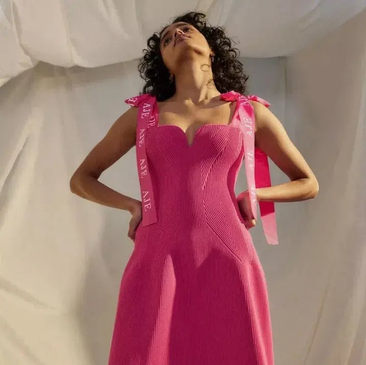 Aje Amber Knit Tie Shoulder Mini Dress in Fuchsia Size XXS/Au 4 photo 3