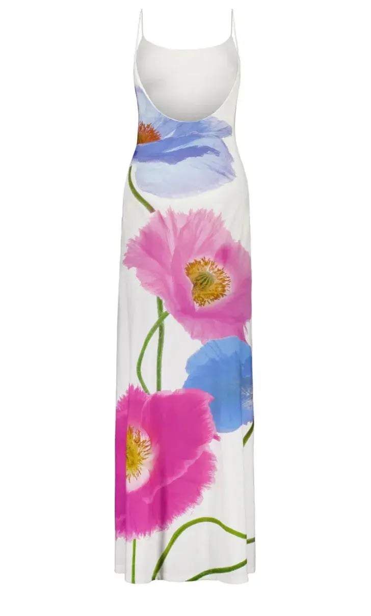 With Harper Lu Low Back Maxi Dress - Azure Poppy photo 4