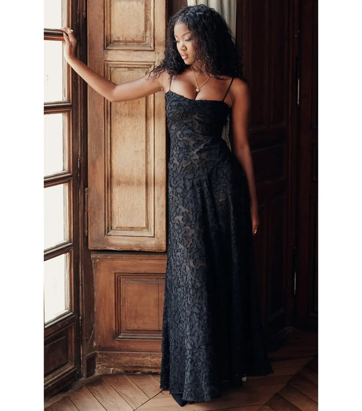 House Of CB Seren Floral Lace Back Maxi Dress Black Size AU 6 photo 3