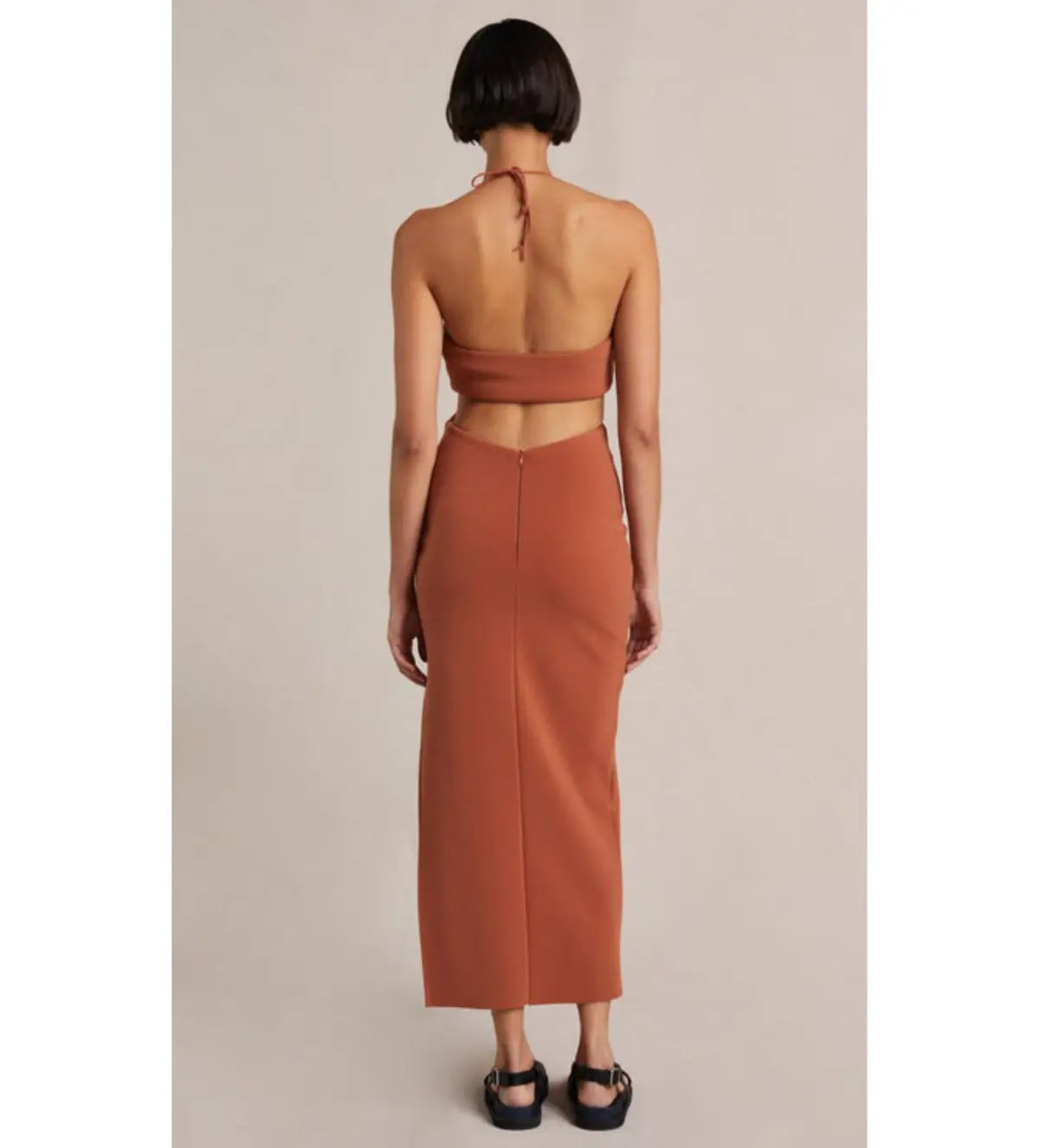 Bec & Bridge Alba Cut Out Midi Dress Terracotta Size AU 6 photo 3