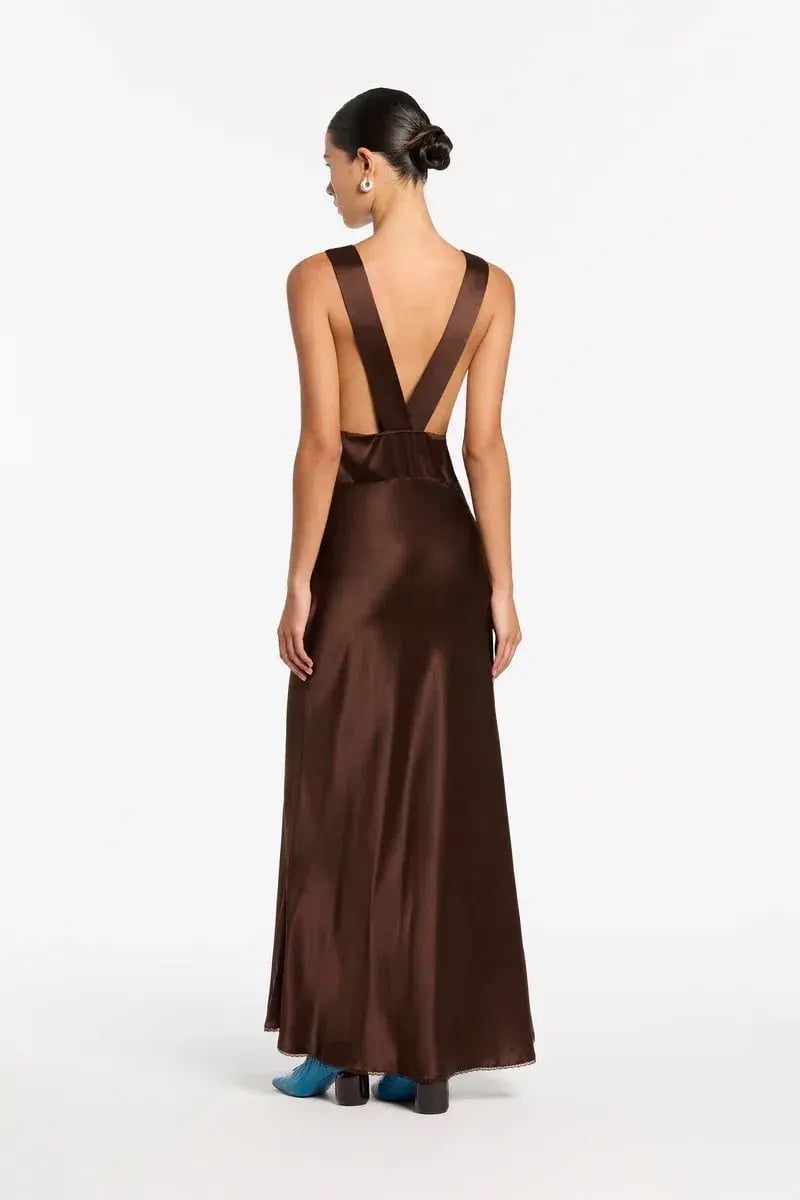Sir the Label Aries Cut Out Gown Chocolate Size 6 photo 4