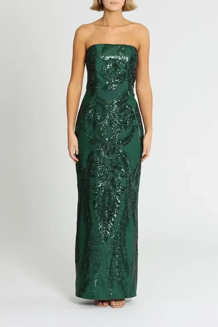 Elle Zeitoune Austin Gown Forest Green Size 12 photo 4
