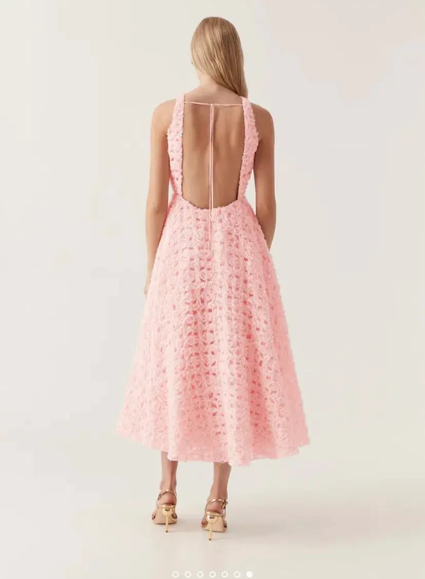Aje Quintette Backless Midi Dress in Soft Pink Size 8 photo 3
