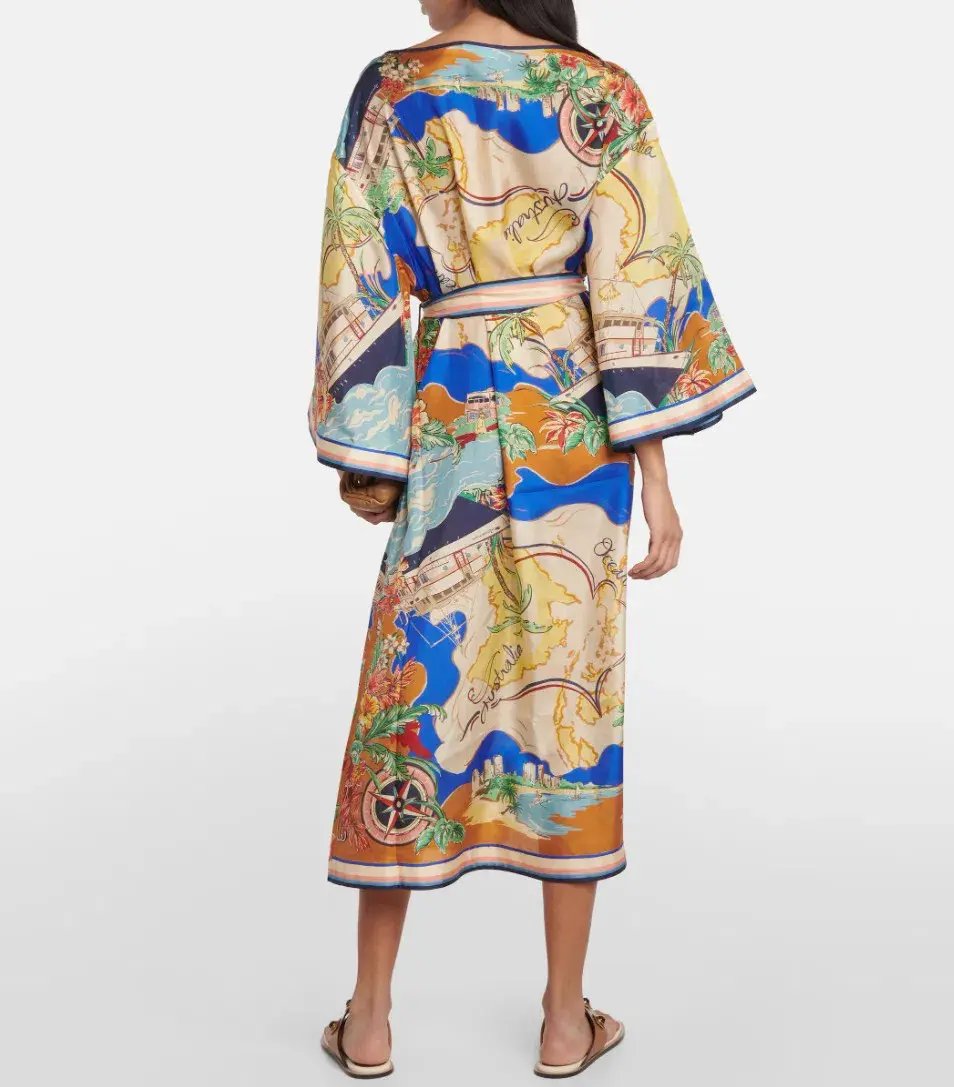 Zimmermann Alight Map Print Silk Midi Dress Size 4 / Au 16 photo 2