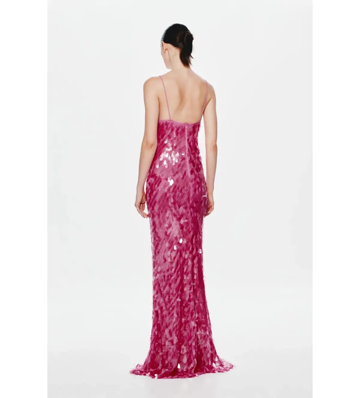 MISHA Sapphire Sequin Maxi Dress Fuchsia Pink Size 8/S photo 3