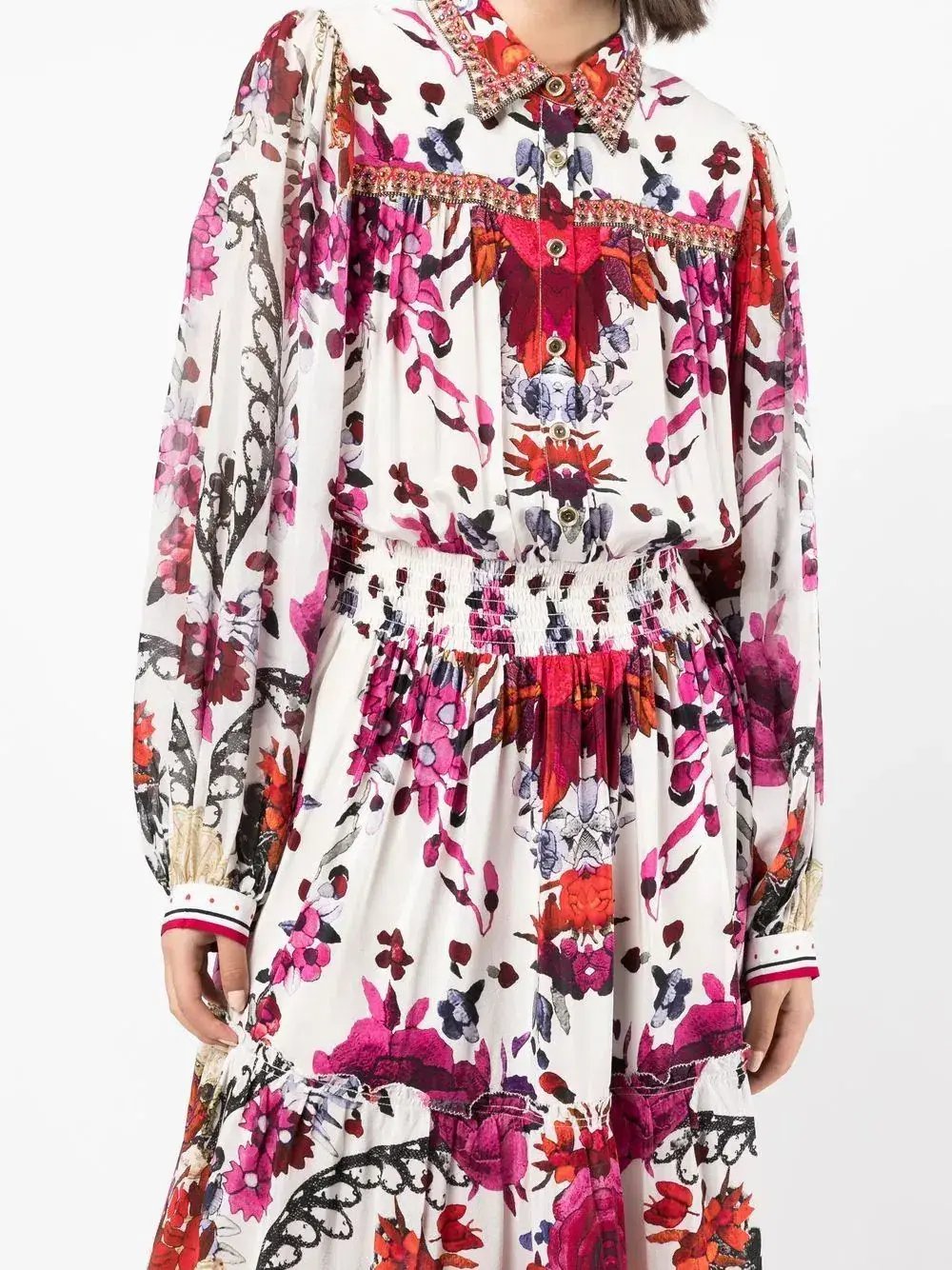 Camilla Button Through Tiered Dress Reign Of Roses Size L / Au 14 photo 2