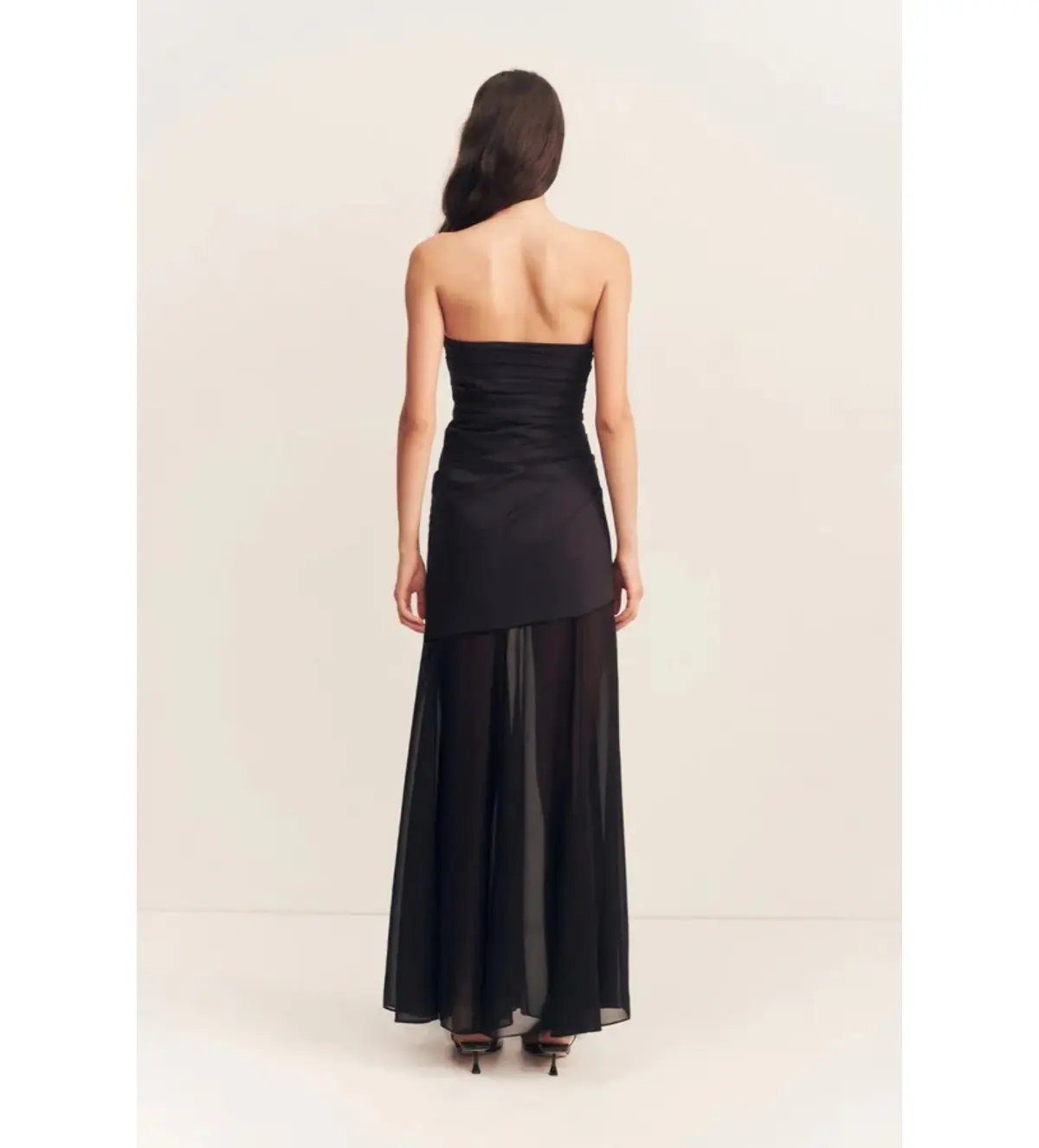 Shona Joy Blainey Strapless Draped Maxi Dress Black Size AU 8 photo 4