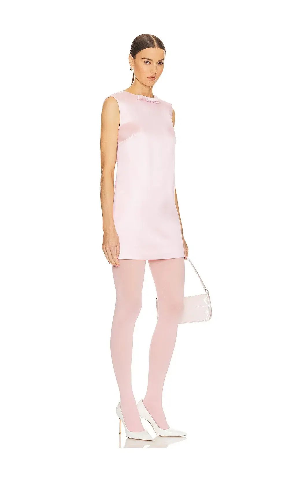 Helsa Heavy Satin Backless Bow Mini Dress Pink Size 6 photo 2
