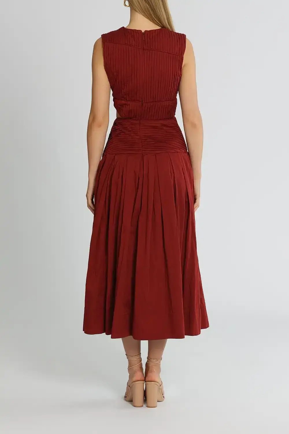 AJE Cascade Cut Out Dress Burgundy Size 14 photo 3
