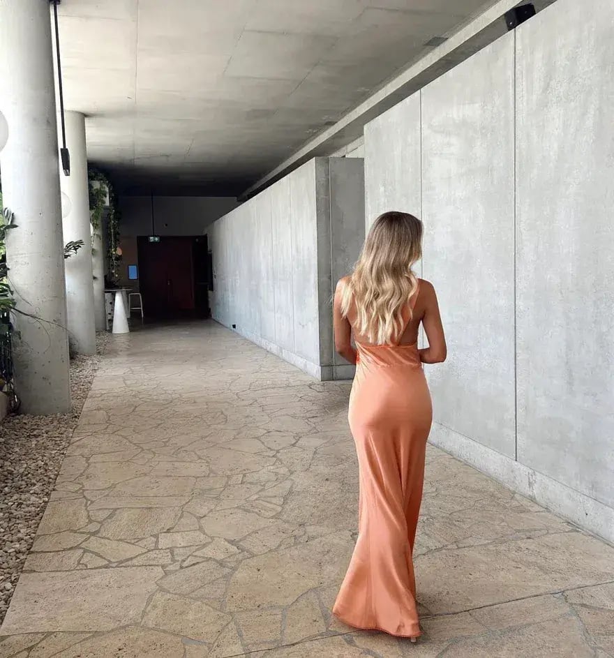 Sir the Label Aries Cut Out Gown in Peach Size AU 6 photo 5