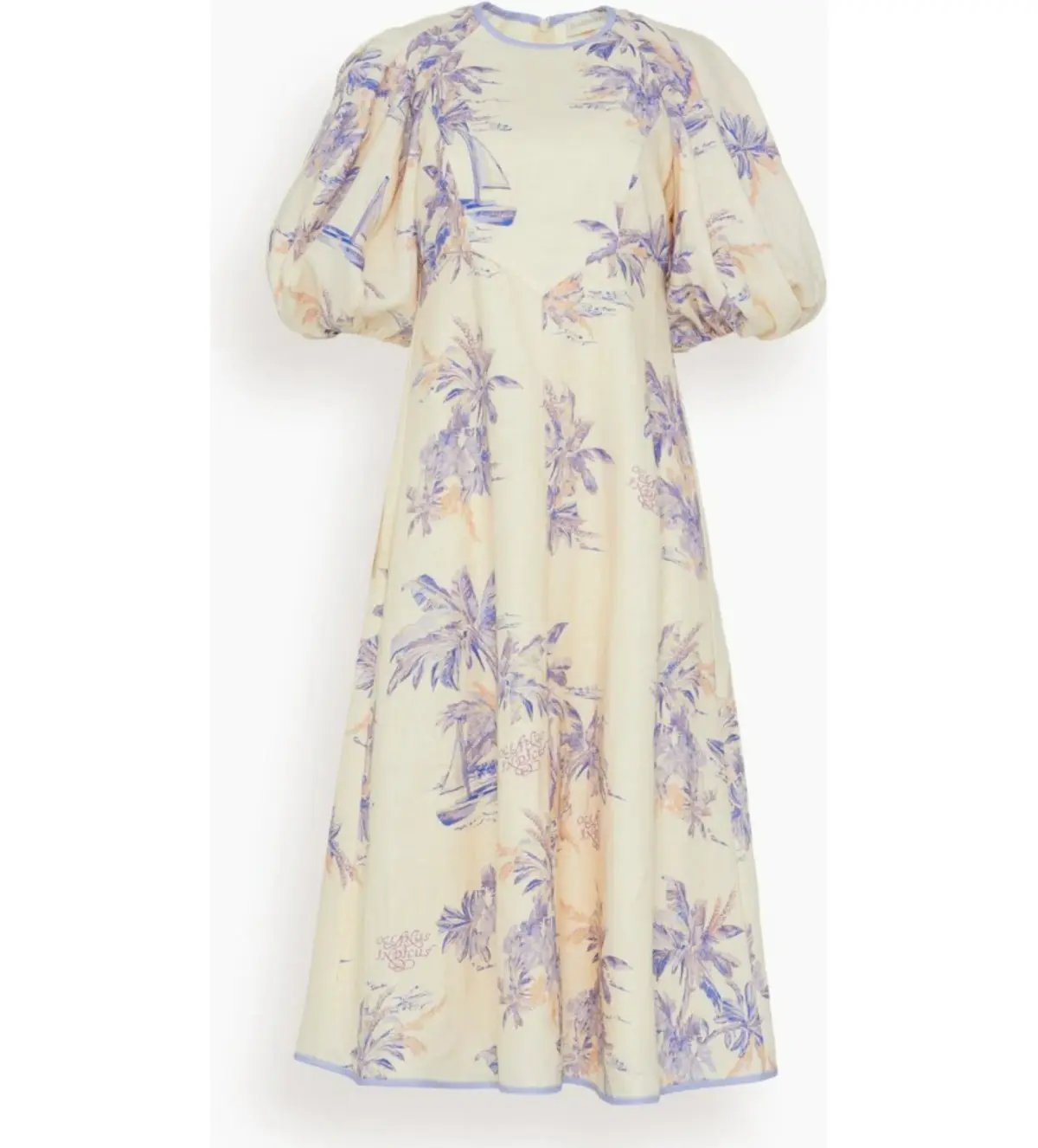 Zimmermann Linen Day Midi Dress in Pearl Palm Toile Size 2 / AU 12 photo 4