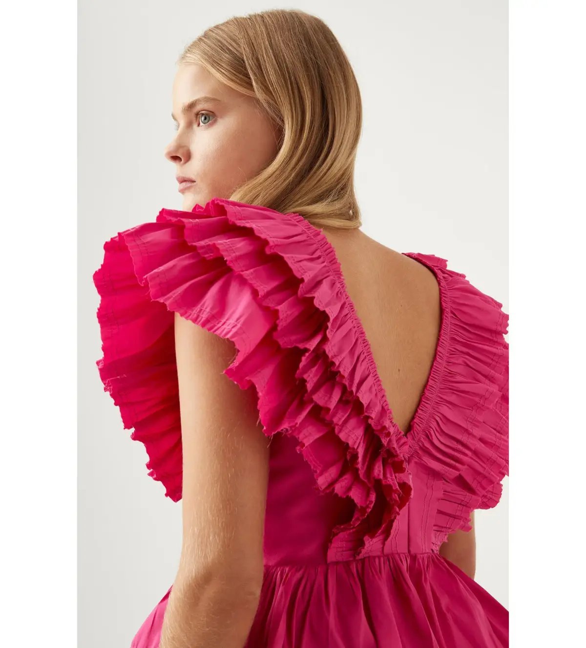 AJE Rhythmic Frilled Mini Dress in Fuchsia Hot Pink Size 6 photo 2