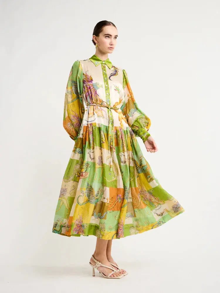 Alemais Jerome Silk Shirtdress Multi Size AU 10 photo 12