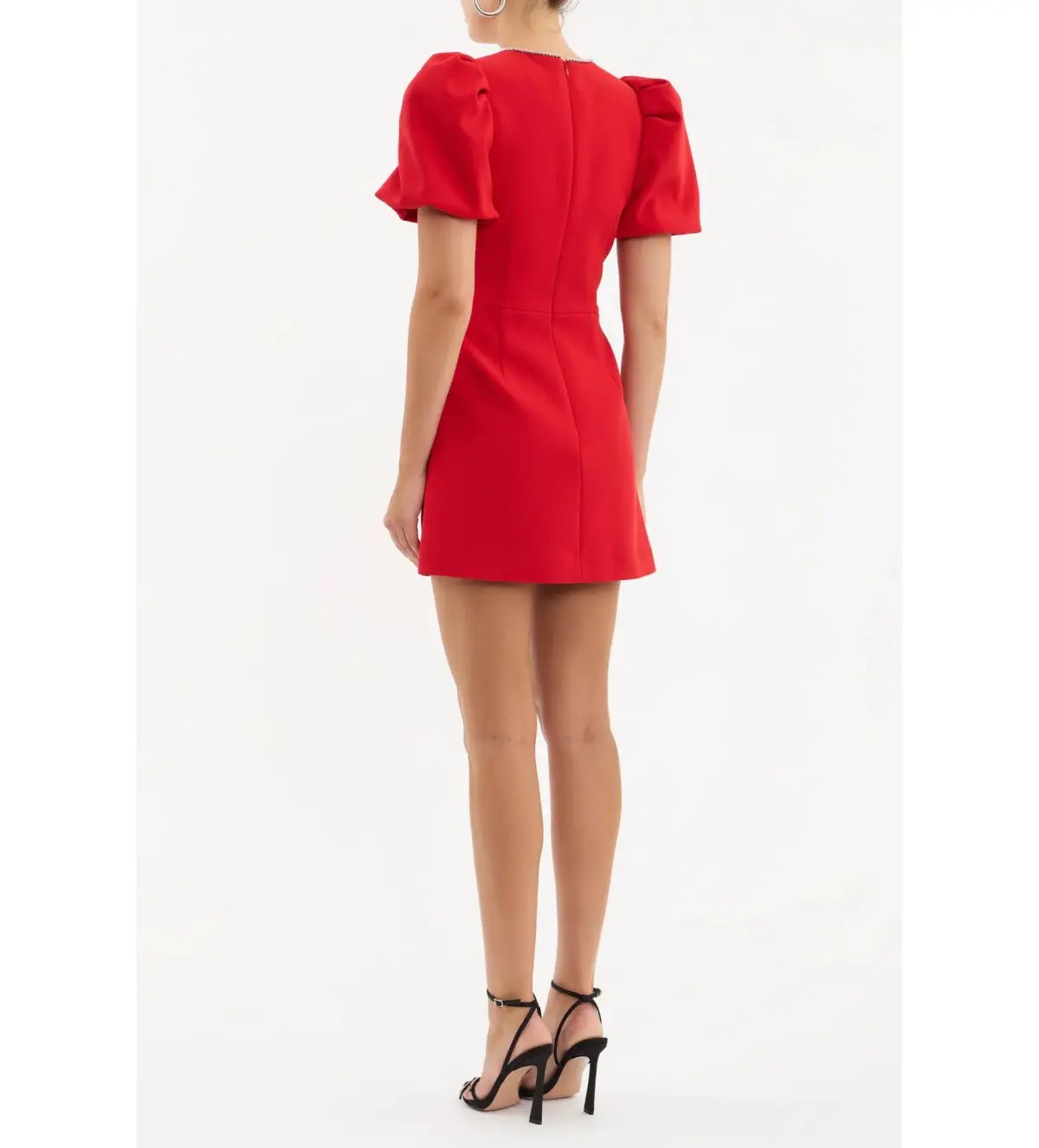 Rebecca Vallance Karina Puff Sleeve Mini Dress Red Size 6 photo 3