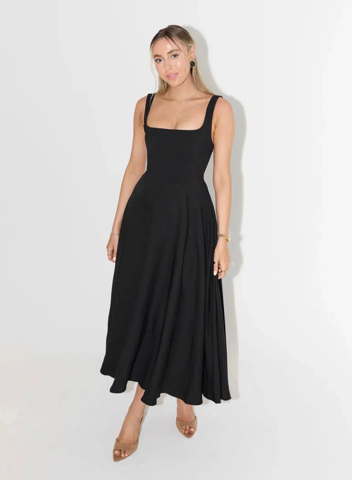 Odd Muse The Ultimate Muse High Waist Square Neck Midi Dress Black Size 18 photo 3