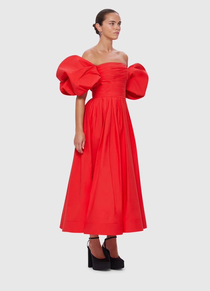 Leo Lin Matilda Puff Sleeve Midi Dress - Scarlet photo 4