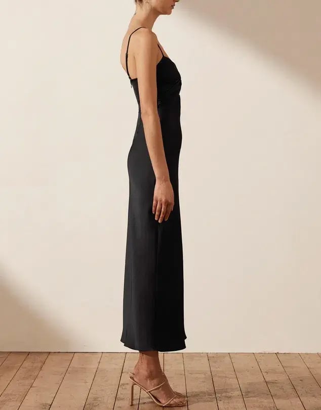 Shona Joy Luxe Twist Front Sleeveless Midi Dress Black Size 14 photo 3