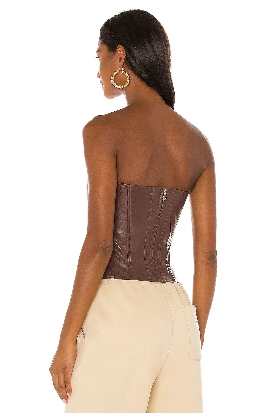 Miaou Leia Leather Corset Brown Size 6 photo 2