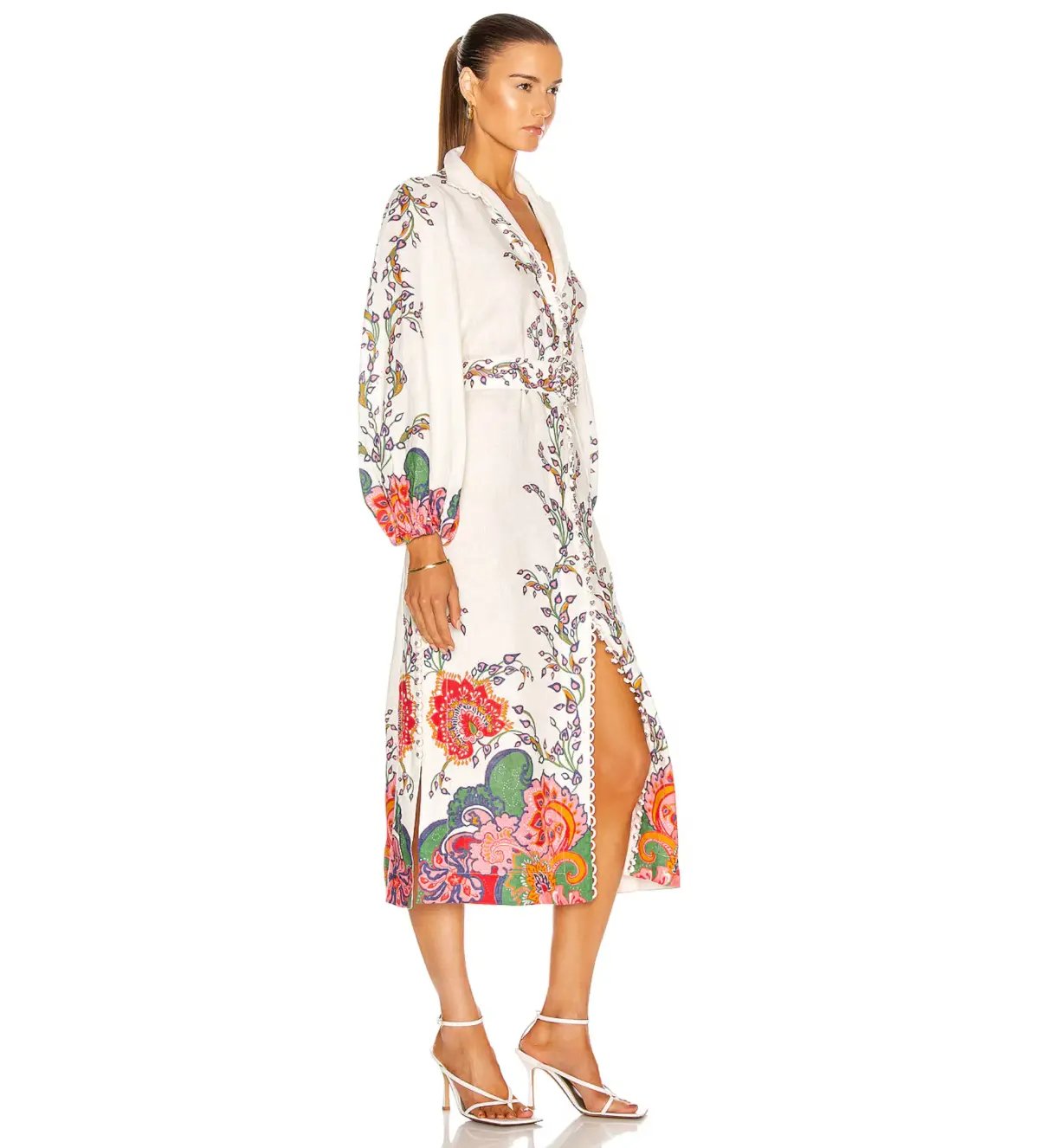 Zimmermann Lovestruck Buttoned in Natural Paisley Floral Midi Dress Size 6 photo 2