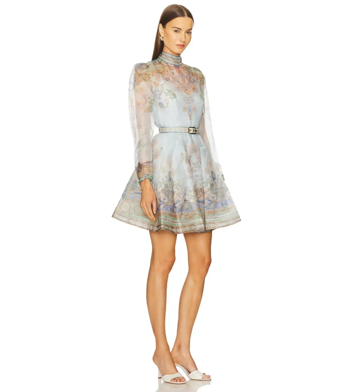 Zimmermann Eden Belted Mini Dress Blue Paisley Size 0 / AU 8 photo 2