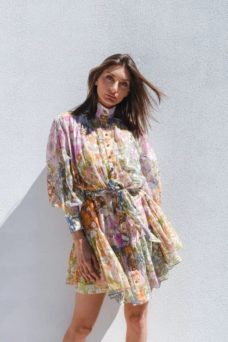 Zimmermann Super Eight Lantern Mini Dress Floral Size 2 / Au 12 photo 2